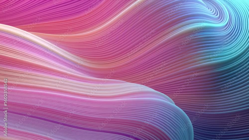 Poster fluid animated gradient mesh waves in pastel hues creating a captivating visual experience