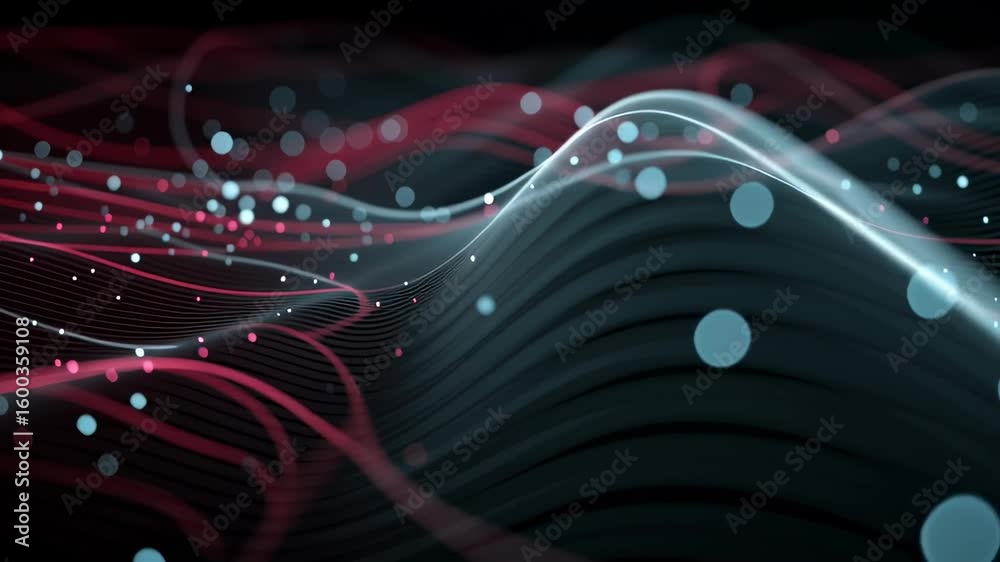 Poster Pulsating Abstract Background with High-Tech Elements and Data Streams in Vibrant Colors
