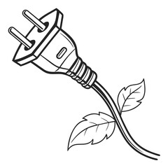 Electric plug with leaves symbol power cord nature