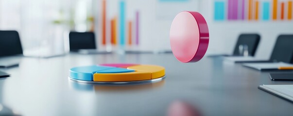 Pie Chart Analysis Colorful Data in Meeting Room, data visualization , statistics