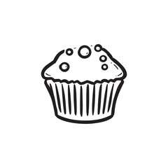 Cranberry Muffins Line Art Breakfast Treat Design