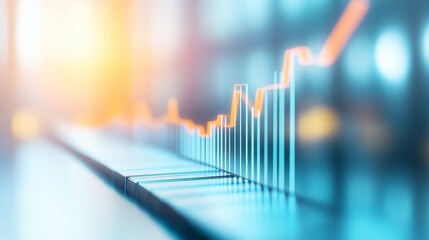 Rising Chart Abstract Finance Growth Graph in Blue and Orange, Stock Market, Investing
