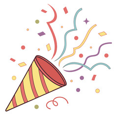 Festive party popper explosion with colorful confetti and streamers celebration