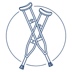 Crossed crutches symbol medical injury