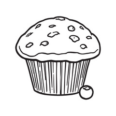 Cranberry Muffins Line Art Sweet Berry Delight