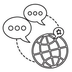 Global communication chat bubbles and network symbol conversation world