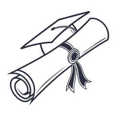 Graduation Cap and Scroll diploma academic