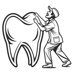 Dentist polishing large tooth dental hygiene