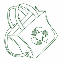 Green shopping bag with recycle symbol reusable bag eco friendly