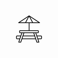 picnic table umbrella icon sign vector