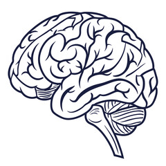 Human brain symbol dark blue outline vector