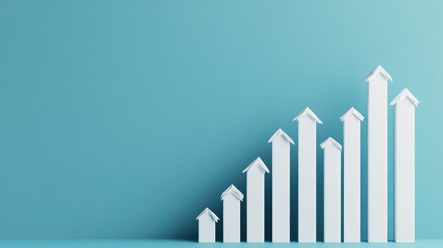 White House Arrow Graph on Blue, real estate , growth