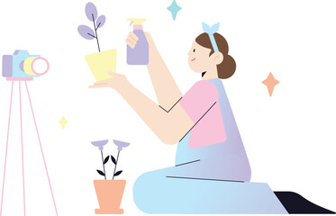 Pet Vlogger Filming Content with a Dog and Camera Setup illustration