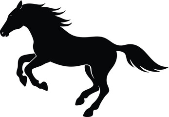 horse jumping black silhouette vector illustration