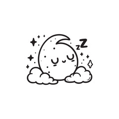 A sleeping moon vector art illustration