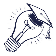 Graduation cap light bulb idea symbol innovation knowledge