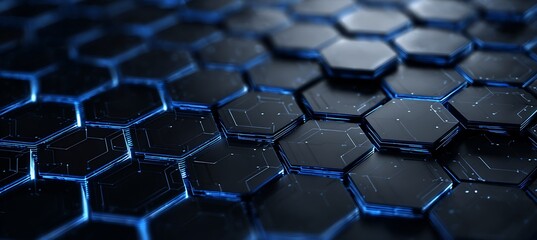 Obraz premium Bold blue hexagons forming a sharp digital background 