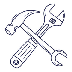 Hammer and Wrench Crossed tools repair