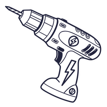 black and white drill tool clip art preview