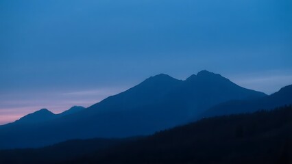Silhouetted Mountain Range at Dusk