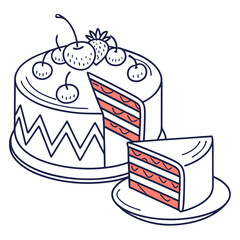 Layered cake with berries and slice dessert food