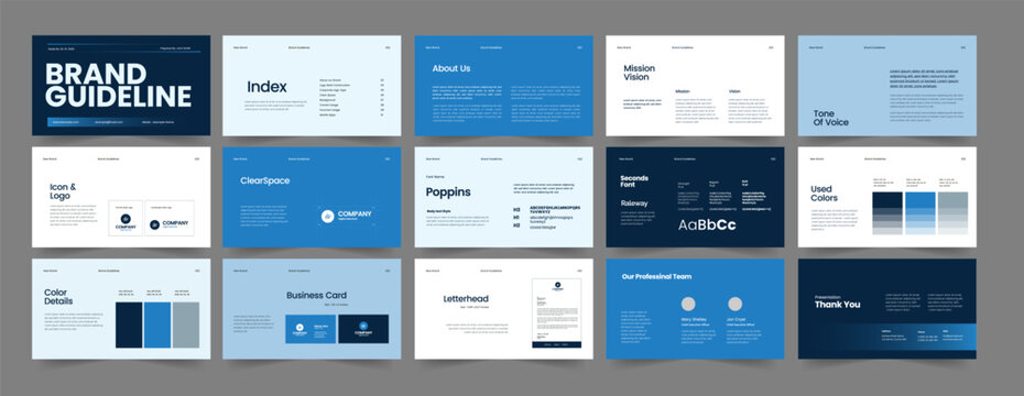  Brand Guideline Slide Presentation Template,  Brand Guideline Design, Logo Guide Book Template
