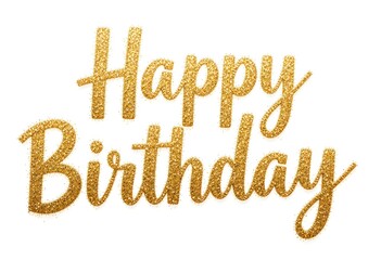Fototapeta premium Elegant Happy Birthday Text: Golden Glitter Typography for Festive Greetings & Celebrations