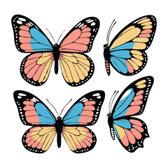 set of vector butterflies isolated