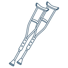 Pair of crutches with dark blue outline medical mobility