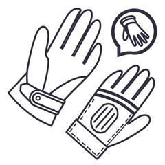 Obraz premium Protective gloves symbol with speech bubble hand protection safety