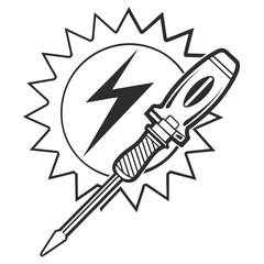 Screwdriver lightning bolt sun symbol electrical