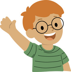 Boy Waving Hand in Greeting