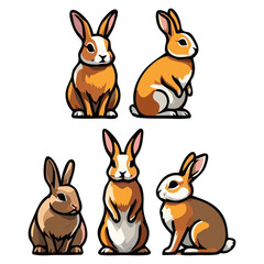 Fototapeta premium vector illustration of a set of rabbits