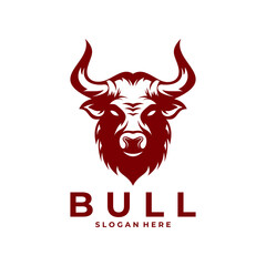 Bull Head animal logo design vector template.