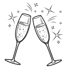 Sparkling champagne glasses clinking celebration toast