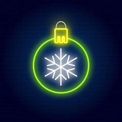Christmas tree ball neon vector illustration