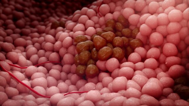 Ovarian cancer, growing number of cancer cells, ovarian tumor or cyst, female uterus anatomy, reproductive system, cervical and uterine canceration, gynecological disease, metastatic carcinoma, 3D,4K.