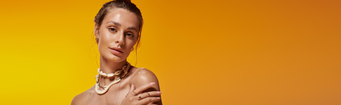 Captivating summer fashion featuring a young woman in a studio setting
