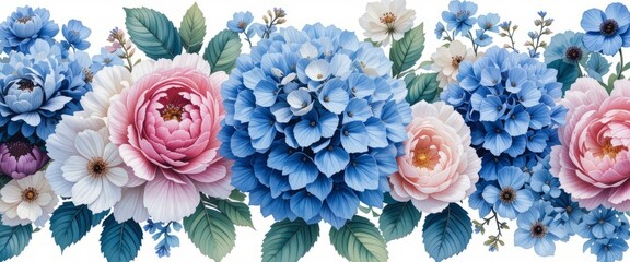 Watercolor floral border. Hand painted frame of green leaves, wildflowers, field flowers, isolated on white background. illustration for design, print, background
