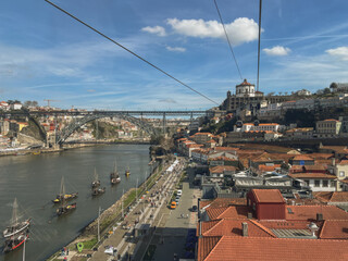 Romantic backstreet, side street or alley in historic old town of Porto Oporto, Portugal with...