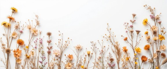 Watercolor beautiful floral set with watercolor hand drawn gentle autumn fall flowers. Stock floral illustration. Nature art isolated on white background. illustration for design, print, background