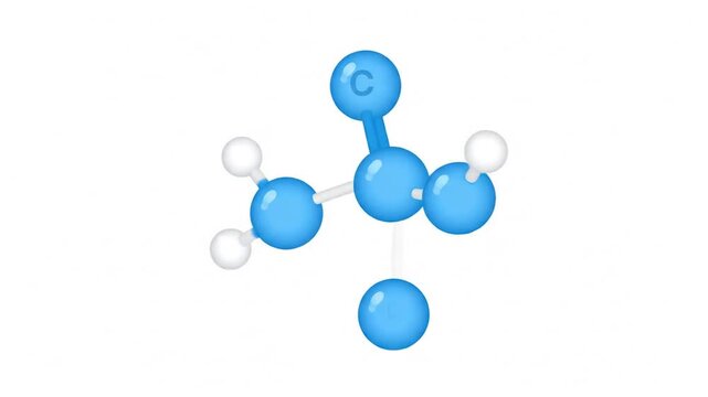 Animated Molecular Structure of Propanol, Rotating 3D Model