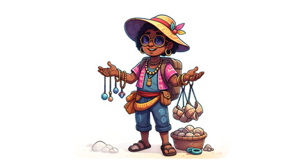 A street vendor selling at the beach.