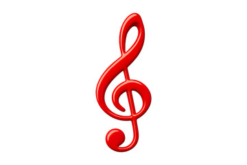 Obraz premium Bold 3D Red Treble Clef Symbol Isolated on a Transparent Background
