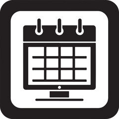 Black calendar icon on digital screen vector