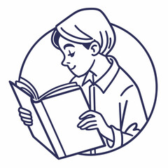 Young person reading open book learning