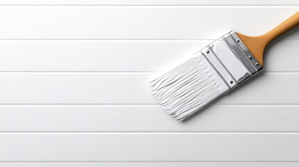 White Paintbrush on White Wooden Surface