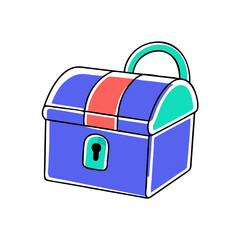 wooden treasure chest with old style lock and shin 