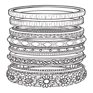 stacked black and white bangles clip art preview