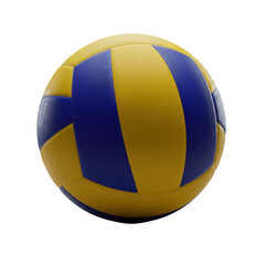 Fototapeta premium Volleyball isolated on transparent background, yellow and blue colors
